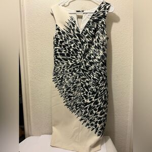 Milly Monochrome Abstract Dress Black Nad White midi size 6